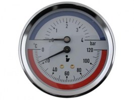 Termomanometer 0-6bar, 0-120°C, zadný vývod - 1/2´´.